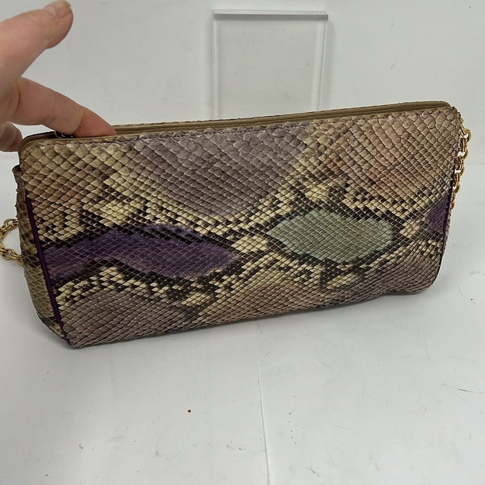 Supreme Python Snakeskin Multi Color Clutch Shoul… - image 5